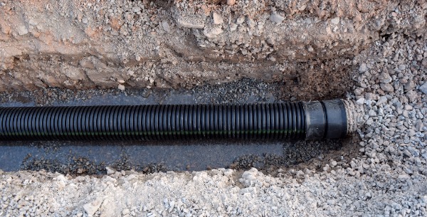 sewer line in trench